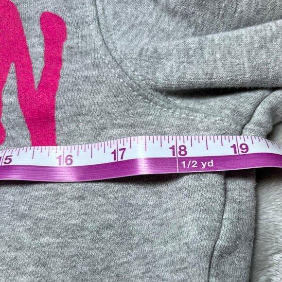 American Eagle Hoodie Womens Medium Grey Pink Logo Casual Sweatshirt Cozy Trendy - Picture 9 of 13